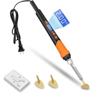 K KERNOWO Mini Iron for Crafts, 100W Small Tiny Iron for Crafts, Digital Display Adjustable Temperature Mini Patch Clothes Shoes Sewing and Hats, Portable and Lightweight (Orange)
