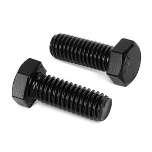 M6 x 25mm Hex Head Screw Bolt, 25 PCS Stainless Hex Bolts, Full Thread, 18-8 Stainless Steel (304), Black Coating