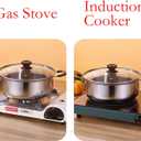 Stainless Steel Saucepan, 0.9 Quart Double Handle Milk and Soup Pot with Lid for Warming, Cooking and Boiling Milk, Spaghetti, Soup in Kitchen and Outdoor (16cm)