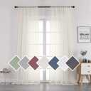 OVZME Sheer Ivory Curtains Light Filtering Window Drapes for Living Room Bedroom and Wedding Party, Voile Nice Vertical Sense Sliding Glass Door, Per Panel 42 by 96 Inch, Set of 2 Pieces