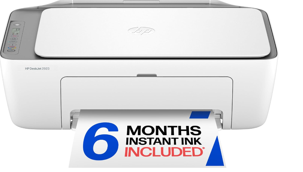 HP DeskJet 2923 Wireless All-in-One Color Inkjet Printer, Scanner, Copier, 6 Month Trial of Instant Ink Included, AI-Capable (B18JWA)