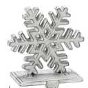 Red Co. 5" Decorative Cast Iron Stocking Holder with Hook in Old White Finish Snowflake