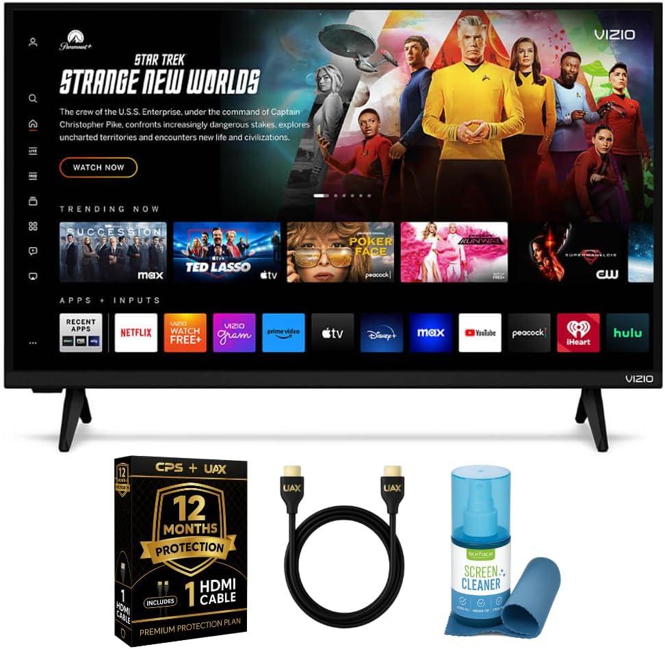 VIZIO VFD32M 32" 1080p Full HD Smart TV Bundle  Alexa Compatible, Bluetooth, HDR, HDMI VRR, ThinFrame Design w/UAX HDMI Cable, 12 Months CPS Protection, Screen Cleaner with Microfiber