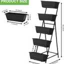 5 Tier Vertical Raised Garden Bed Planter Box, Vertical Raised Bed with Drainage Holes for Indoor Outdoor Herbs Flowers Vegetables Plants, Black