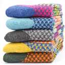 YZKKE 5Pack Womens Vintage Winter Soft Warm Thick Cold Knit Wool Crew Socks, Multicolor, free size (Q-10)