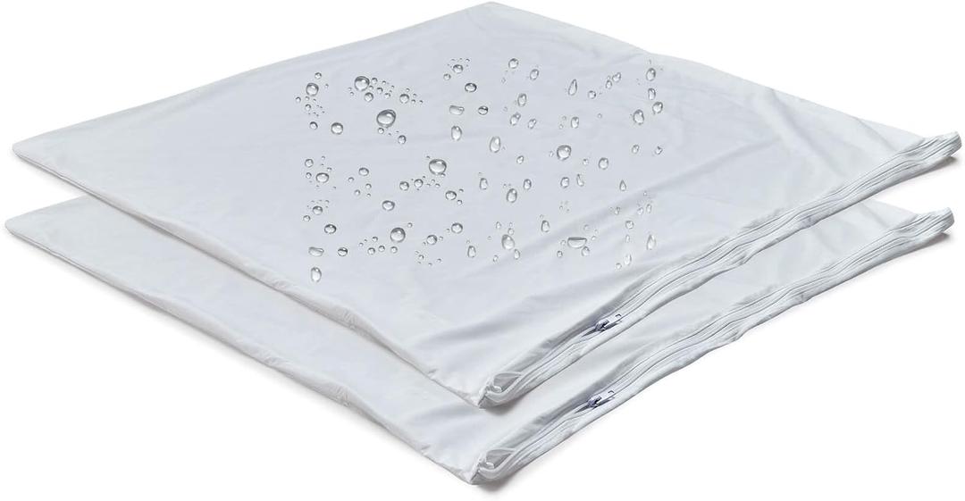 Kingnex 2 Pack Feather Proof Pillow Protectors 20x20 Waterproof Pillow Covers for Square Throw Pillow 20x20