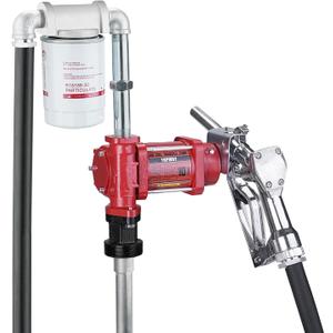 TOPWAY 12V DC Gasoline Fuel Pump, 10GPM Self-priming Oil Transfer Pump Kit With Particulate Filter, Fuel Nozzle, Discharge Hose & Suction Pipe for Gasoline Diesel Biodiesel Kerosene & More