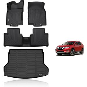 KELCSEECS Floor Mats & Cargo Liner for 2014 2015 2016 2017 2018 2019 2020 Nissan Rogue (Not Fit Sport) Car Mats Cargo Mat Trunk Mat All Weather Rogue Floor Mats Trunk Liner Black