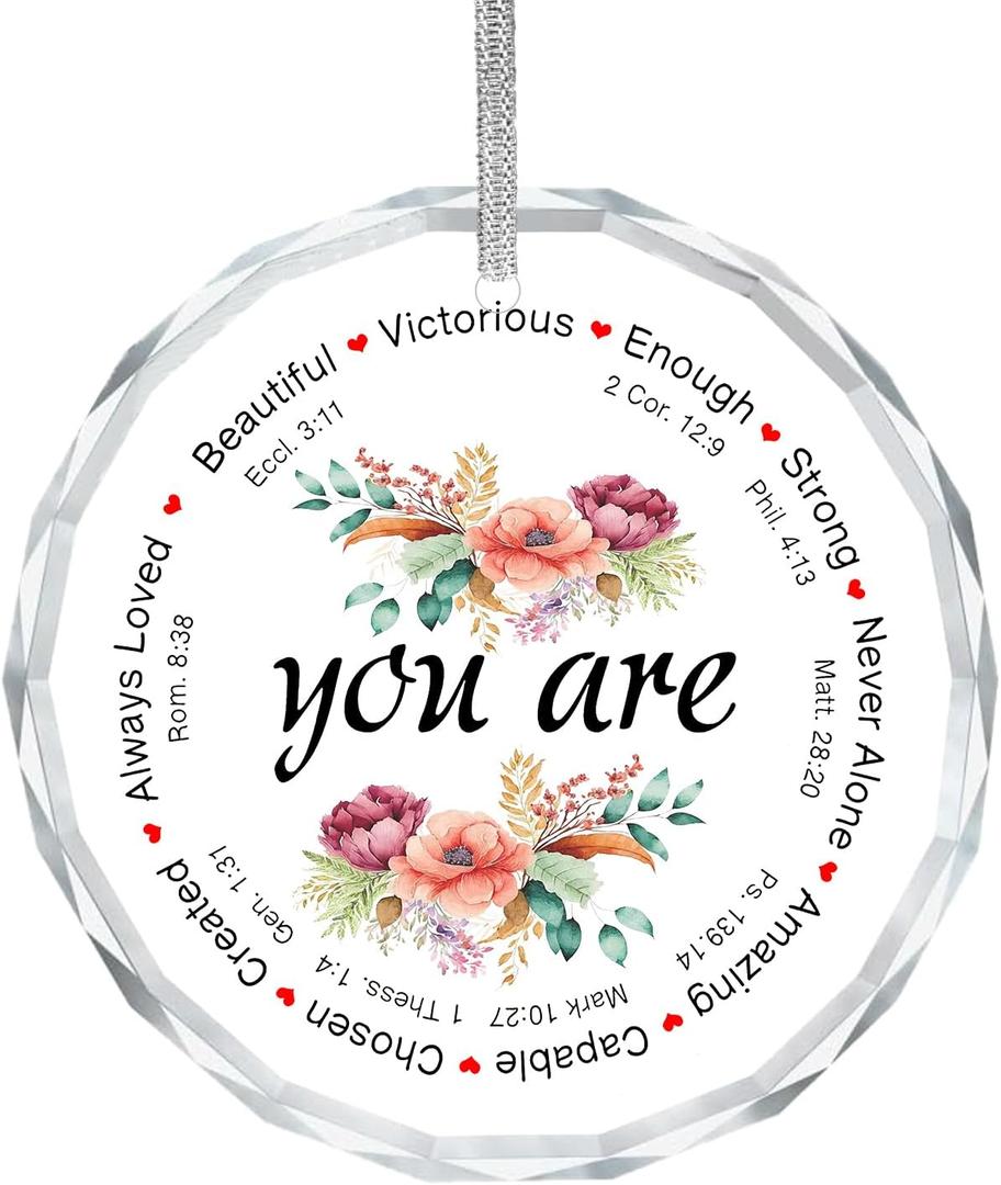 Christian Bible Verses Religious Crystal Ornaments,You are Crystal Ornament Keepsake Sign Plaque, Inspirational Christian Gifts for Women Teen Girls