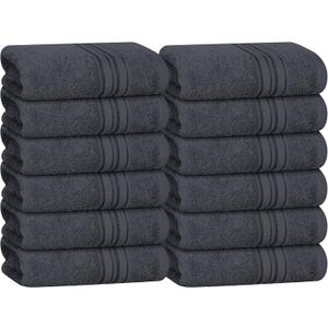 BOUTIQUO Ultra Soft Cotton Washcloths, Contains 12 Piece Face Cloths 12x12 inch, Ideal for Everyday use Face Towels, Compact & Lightweight Multi Purpose Washcloths - Charcoal Grey