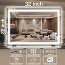 HNV 32"x22" Large Lighted Vanity Mirror, 3-Color Dimmable LED Makeup Mirror with Power Adapter, Sturdy Tabletop or Wall-Mounted Mirror, White