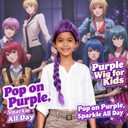 Purple Braid Wig for Kids Girls Light Purple Wig Long Braids Wigs Hair Cosplay Costume Party Wigs 12 Years Old or Up (Purple)