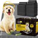Charcoal Puppy Pads 80 Counts,22"x22" Dog Pee Pads Small Disposable Activated Carbon Super Absorbent Full Edge-Wrapping Pee Pads Odor-Control Training Pads for Doggie Cats Rabbits