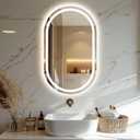 40"x 24" Oval LED Bathroom Mirror with Lights, Anti-Fog, Backlit Dimmable, 3 Colors, Frameless Lighted Bathroom Vanity Mirror for Wall with Memory Function, Shatter-Proof, Tempered Glass
