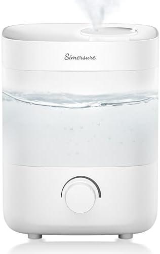 SimerSure Top Fill Humidifier, 2L Water Tank for Bedroom, 28H Long Lasting White Air Humidifier for Large Room, Ultra Quiet 25dB Cool Mist for Baby, Plants, Office, Easy to Clean & Fill