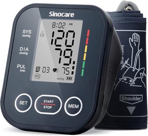 Sinocare Blood Pressure Monitor, Upper Arm BP Machine for Home, Adjustable Cuff 8.6"-16.5", One-Button Operation, Dual User Mode, Posture Detection & Irregular Heartbeat Alert, Black