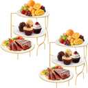 3 Tiered Serving Stand with White Porcelain Plate Set 2 Pack Rotatable Dessert Table Display Set 10'' Round Tiered Serving Trays & Platters for Cake Fruit Cookie Dessert 2 Stand + 6 Plates