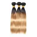 Ombre 1B27 Honey Blonde Human Hair Bundles Straight 30 30 30 inch Black to Honey Blonde Double Weft No Tangle Brazilian Virgin Remy Hair Extensions