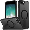 EMMPITU for iPhone 8 Plus Case, for iPhone 7 Plus Case, Built-in Kickstand Magnetic [Compatible with Magsafe] Translucent Protective Shockproof Phone Cover for iPhone 8 Plus/ 7 Plus 5.5 inch (Black)