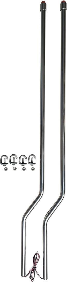Stainless Steel Bumper Guide, 2 Pack, Metal, with Mounting Clamps and Lights, 46 inch length.