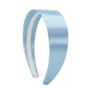 3 x Baby Blue Satin Headband for Costume & Cosplay, 1.5 Inch Wide Non-Slip Solid Hair Band for Women and Girls, Holiday Party & DIY Hair Accessory (Baby blue)