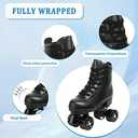 Jessie PU Leather Skates - Premium Adjustable Four-Wheel Roller Skates for Women, Men, Boys & Girls - Indoor & Outdoor, black wheel, 38-Women's 8/ Men's 6.5