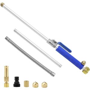 QWORK High Pressure Power Washer Wand, Water Hose Nozzle, Adjustable Sprayer Cleaning Tool for Car, Garden, Pet, and Window - Blue