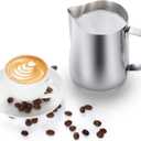 Milk Frothing Pitcher, Thicker Version 350ml 12oz Steaming Pitchers Stainless Steel Milk Coffee Cappuccino Latte Art Barista Steam Pitchers Milk Jug Cup with Decorating Pen
