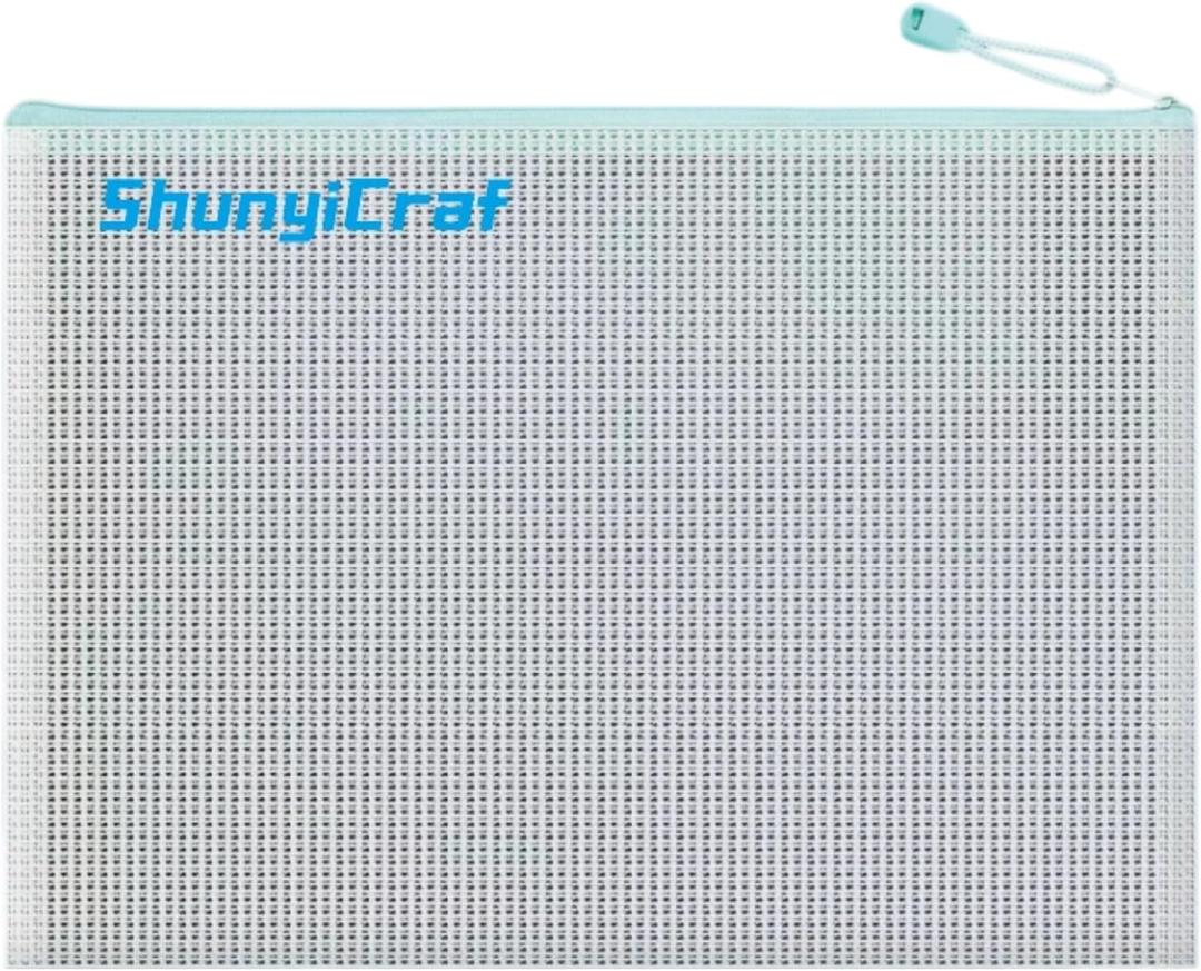 blueThick mesh Zipper Bag, Large Capacity Storage,ransparent A4 Waterproof Document,Test Paper Office Storage Archive,Receipt Bag PVC Material,Study Textbook Storage