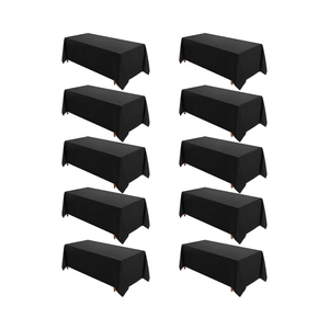 VidaFete Table Cloth 10 Pack 90 * 156inch Rectangle Tablecloth Polyester, Stain Wrinkle Resistant Polyester Dining Table Cover for Kitchen Dinning Party Wedding Rectangular Tabletop Decoration(Black)