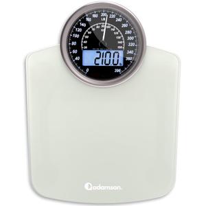 Adamson Hybrid 2-in-1 Analog & Digital Weighing Scale for Body Weight up to 400lbs + Thick Tempered Glass + Extra Large Display + Easy to Read Digital Bathroom Scale + New - White
