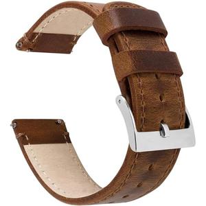 BARTON WATCH BANDS Quick Release Top Grain Leather Watch Band Strap, Caramel Tan Leather, 18mm