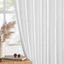 MIULEE White Linen Curtains 105 Inch Long 2 Panels for Bedroom Living Room, Soft Thick Linen Textured Back Tab Window Drapes Semi Sheer Light Filtering Rod Pocket Modern Farmhouse Decor