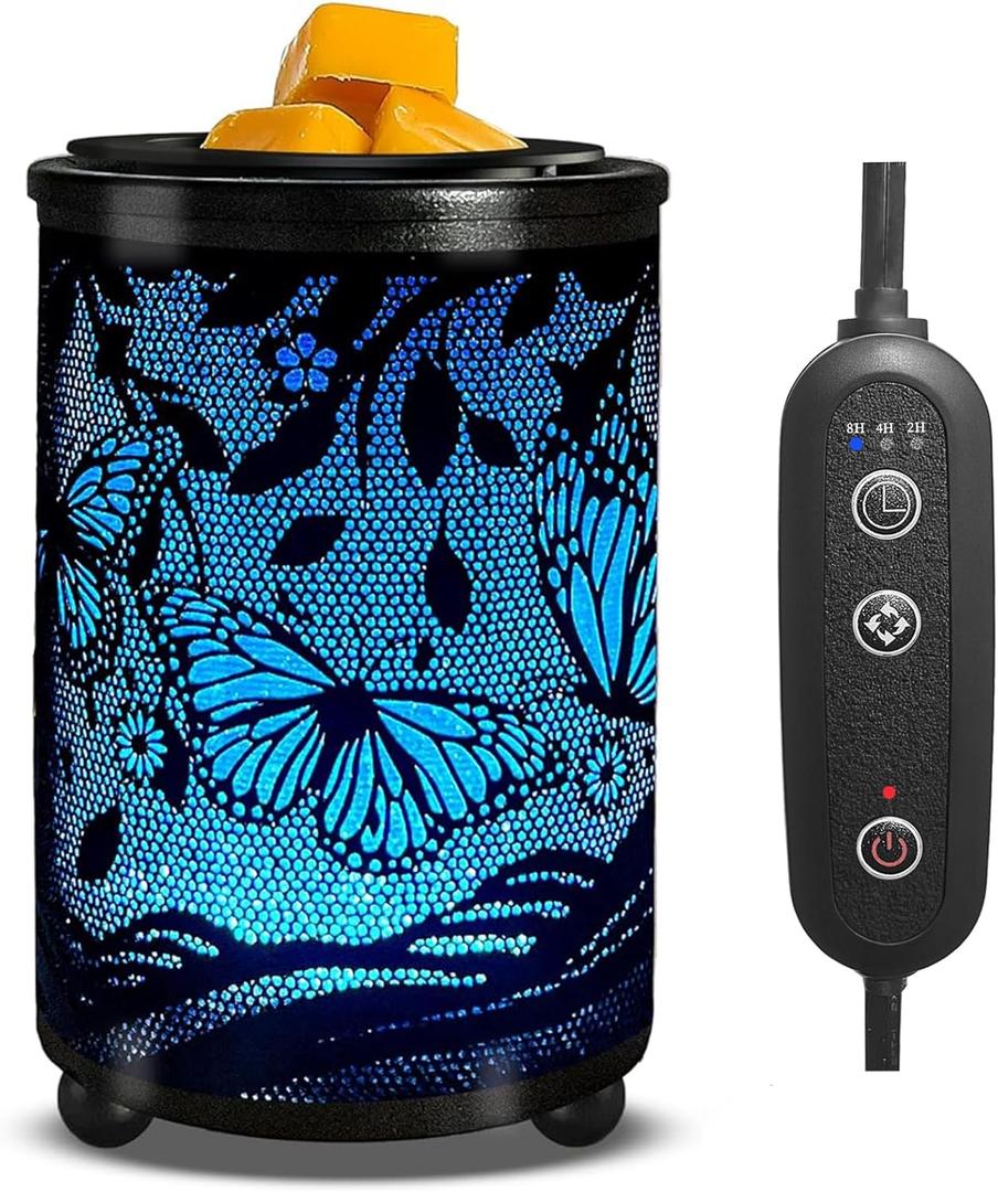 Leyoue Electric Wax Melt Warmer PTC Heating Plate with 7 Colors LED Changing Light Wax Warmer Fragrance Warmer for Home Office Gifts & Decor(Butterfly)