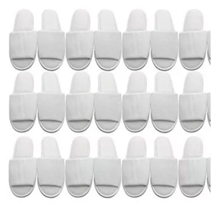 TravelWell Open Toe Terry Spa Slippers Bulk Hotel Unisex Slippers for Women and Men, White, 10 Pairs