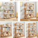 OSCHF 4-Tier Wooden Open Bookcase - Modern Display Bookshelf with Top Edge and Solid Wood Frame for Home and Office, Storage Cabinet, Oak