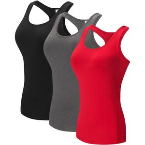 TAISIM Women's Racerback Athletic Workout Running Yoga Tank Tops (Black,grey,red) Small