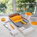 Mister Rui Paint Roller Kit with Extension Pole, 17 PCS Set, 9 Inch 4 Inch Paint Rollers with Tray, Paint Brushes for DIY & Professional Painting Projects, Complete Set for Home Improvement