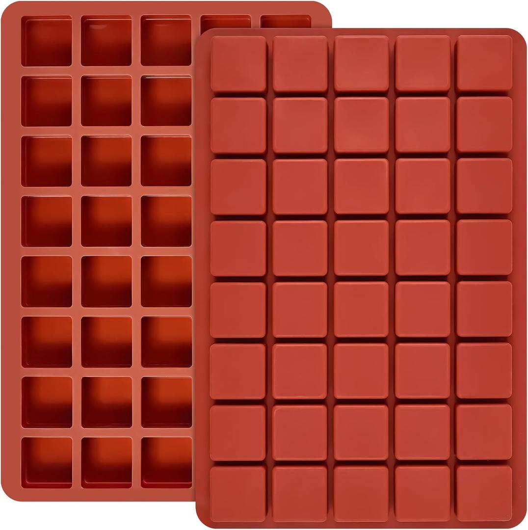 2 Pack Square Silicone Chocolate Molds, 40-Cavity Candy Molds, Mini Ice Cube Moulds for Caramel, Truffles, Hard Candy, Praline, Gummy, Brownie, Jello