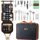 Gaialoop Portable Camping Cooking Utensils Set, Camp Kitchen Set with Organizer Bag, RV Essentials Outdoor Cooking Utensil Kit for Travel, Picnics, Camping, BBQs, Parties