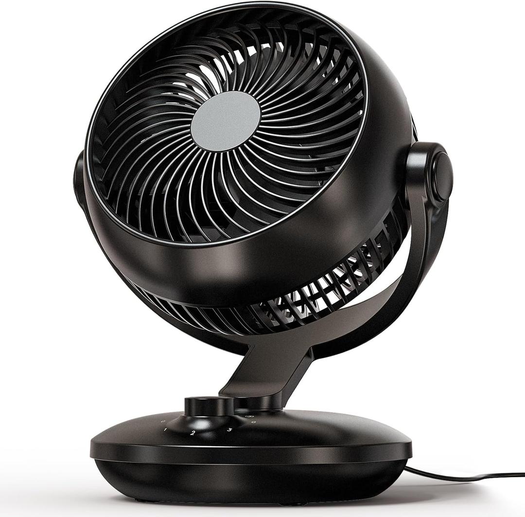 CARONSORT Desk Oscillating Fan, AC Air Circulator Fan, 11 Inch Table Fans for Whole Room, Vertical Manual + Oscillating Fan, 3 Speeds, Quiet Fan, for Bedroom/Dorm/Office/Home