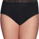 Vanity Fair Womens Flattering Lace Panties: Lightweight & Silky with Superior Stretch (7, Black)