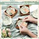 SiliFine 96 Pcs Wedding Favors for Guests Small Ceramic Bowl Bulk Gifts Set 3.3 Inch Floral Design Mini Dipping Sauce Dish with Card Box for Bridal Pooja Baby Shower Birthday (Flower,Sage Green)