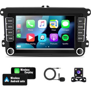 Android Car Stereo for VW Volkswagen Seat Golf Passat Jetta Beetle Tiguan Touran EOS 7 Double Din Touchscreen Bluetooth Radio with Apple CarPlay Android Auto GPS Navigation WiFi FM Backup Camera MIC (P1-1G+32G)