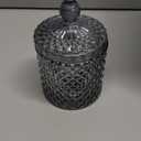 Aoriher 4 Pcs Crystal Glass Candy Jar Set with Lids Home Decorative Storage Jars for Apothecary, Bathroom, Kitchen, and Pantry, Ideal for Cotton Swabs and Jewelry(Medium,Gray)