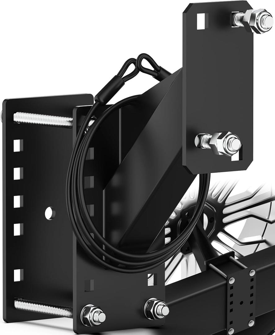 PAULINN Trailer Spare Tire Mount w/ Anti-Theft Rope, Universal Spare Tire Carrier Holder for Utility Trailer Boat, Fits 4 / 5 / 6 Lugs Wheels on 4", 4.5'', 4.75'', 5'' & 5.5'' Bolt Patterns, 150 LBS (2-Nuts)