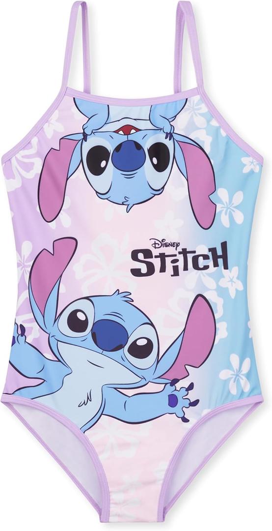 Disney Stitch Girls One Piece Swimsuit, Stretchy Swimwear for Beach and Pool (9-10 Years, Multi)