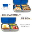 BOSEDSANG Stainless Steel Kids Leak-Resistant Bento Lunch Box, 3-Compartments with Silicone Container, Dishwasher-Safe, Child-Friendly Design for School, Picnics & Travel,BPA-Free (Blue)
