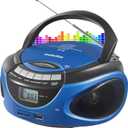 Gelielim Portable Boombox CD Player, Top Loading CD Players for Home with Bluetooth, AM FM Stereo Radio, Support USB, SD, MMC Drive, LCD Display, Headphone Jack, AC/DC Powered, Gift for Seniors-Blue