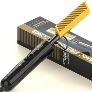 DAN Technology Small Ceramic Hot Comb for Lace Front Wigs - Dual Voltage, Fast Heating Straightener for Black Hair and Wigs